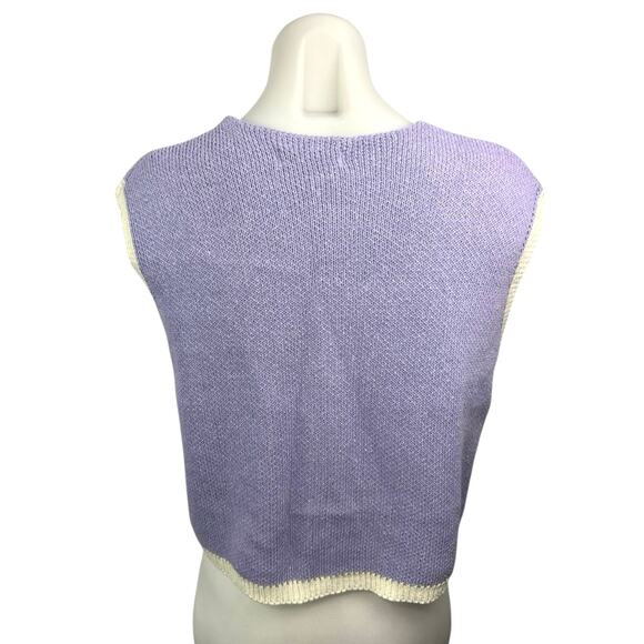 Vintage Closet Purple Sleeveless Button Up Knit Cardigan Sweater Vest Top Sz S/M - Picture 2 of 4